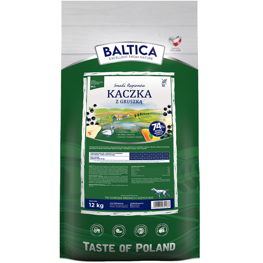 BALTICA Smaki regionów Medium and large breeds Duck with pear - suché krmivo pro psy - 12kg - foto 1