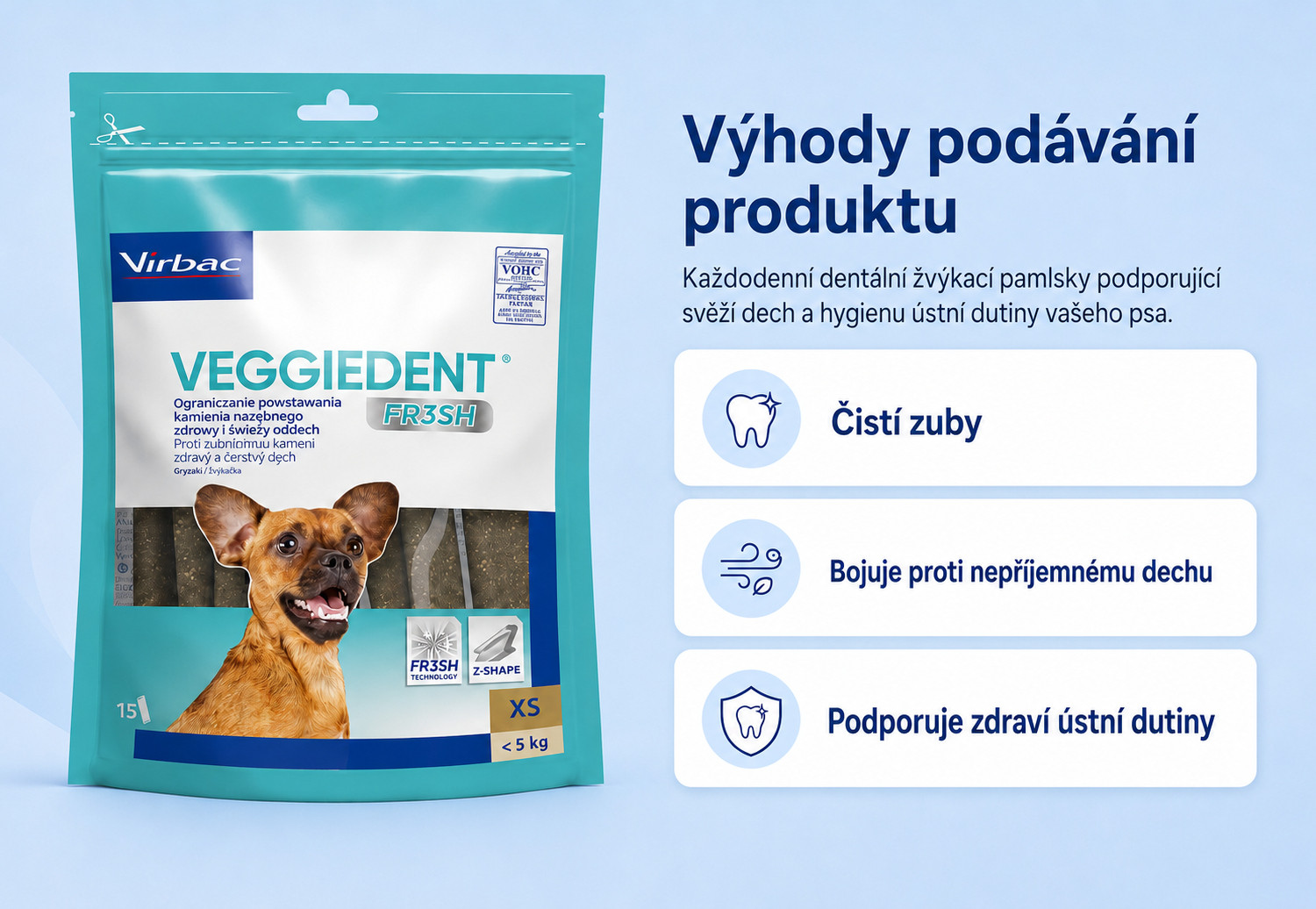 VIBRAC Veggiedent Fresh XS - pamlsek pro psa - 114g - foto 1