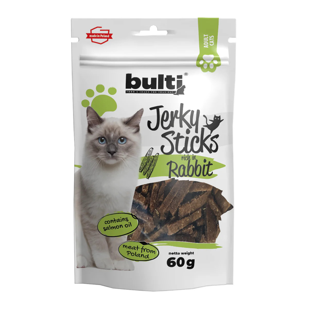 BULTI Jerky sticks rich in rabbit - pamlsek pro kočky - 60g - foto 3