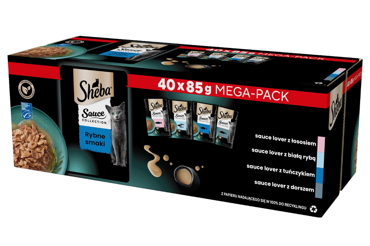 SHEBA Sauce Collection Kolekce rybích příchutí - mokré krmivo pro kočky - 40x85 g - foto 1