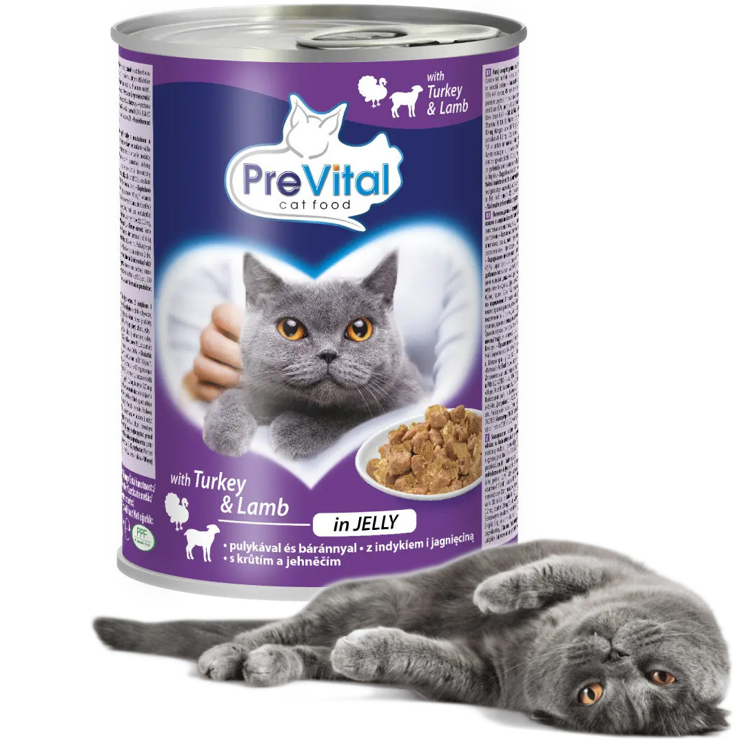 PREVITAL Cat Food s jehněčím a krůtím v želé - mokré krmivo pro kočky - 415g - foto 4