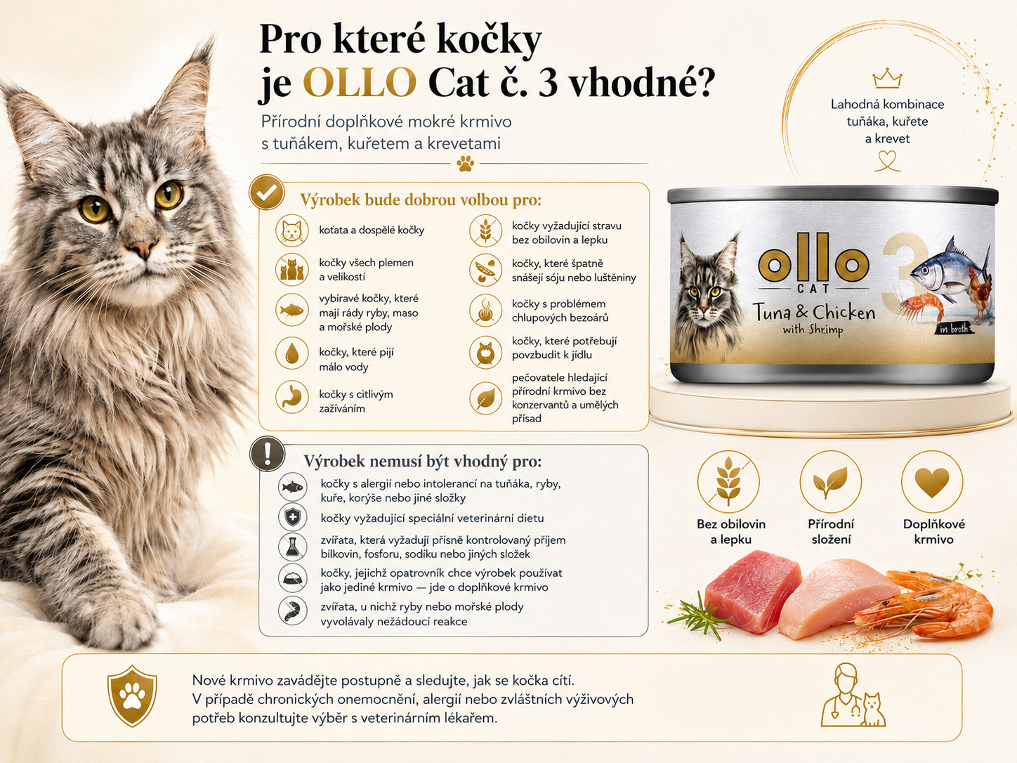 OLLO Cat nr 3 Tuna & Chicken with shrimp in broth - mokré krmivo pro kočky - 70g - foto 6