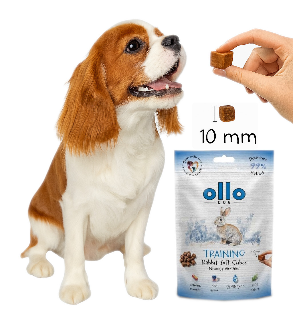 OLLO Air Dried Training Rabbit Cubes - pamlsek pro psa - 80g - foto 4