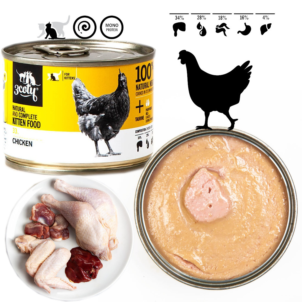 3COTY 33. Chicken Kitten - mokré krmivo pro kočky - 180g - foto 2