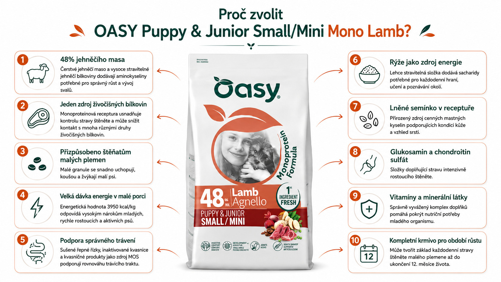 OASY One Animal Protein Puppy & Junior Small/Mini Mono Lamb - suché krmivo pro psy - 800g - foto 1