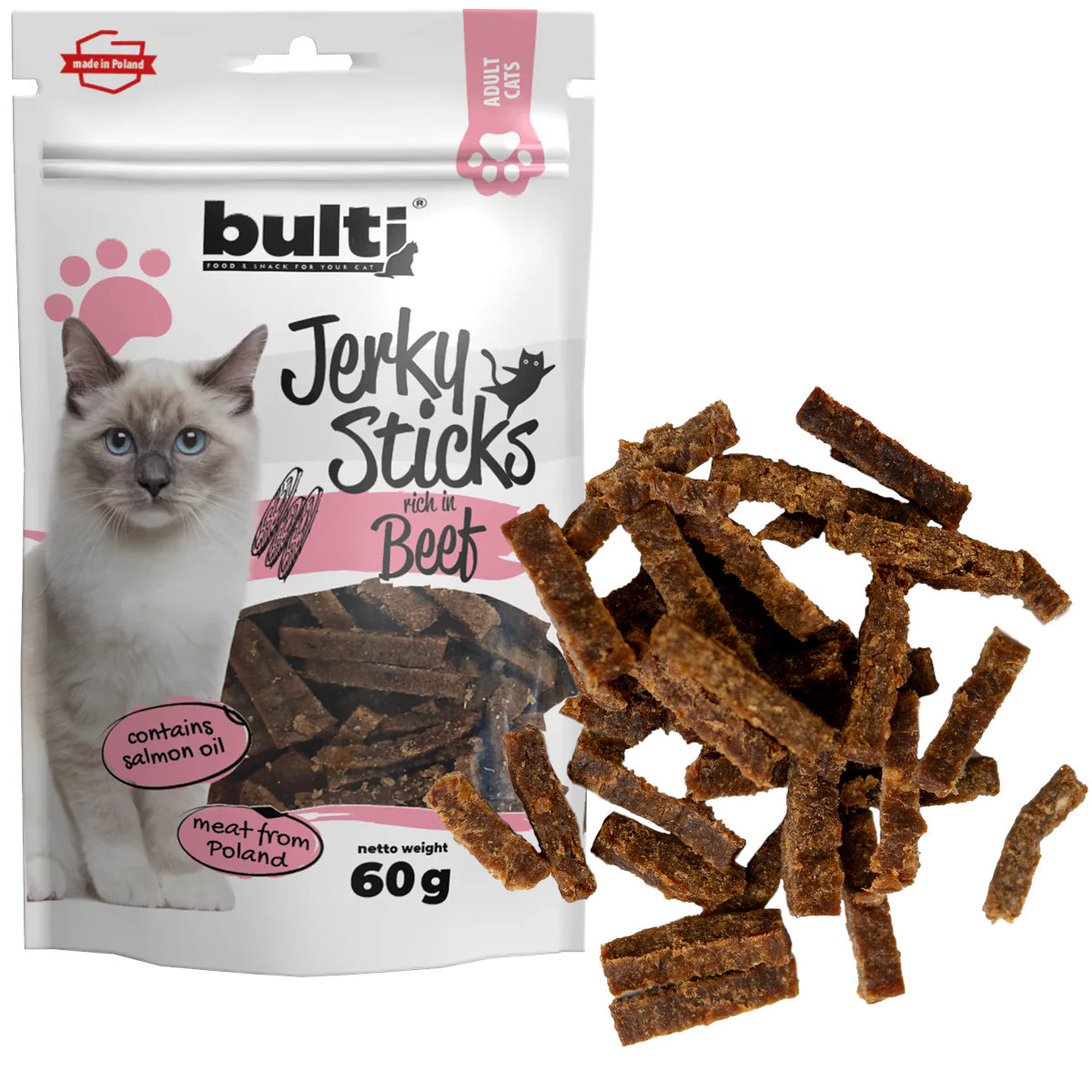 BULTI Jerky sticks rich in beef - pamlsek pro kočky - 60g - foto 1