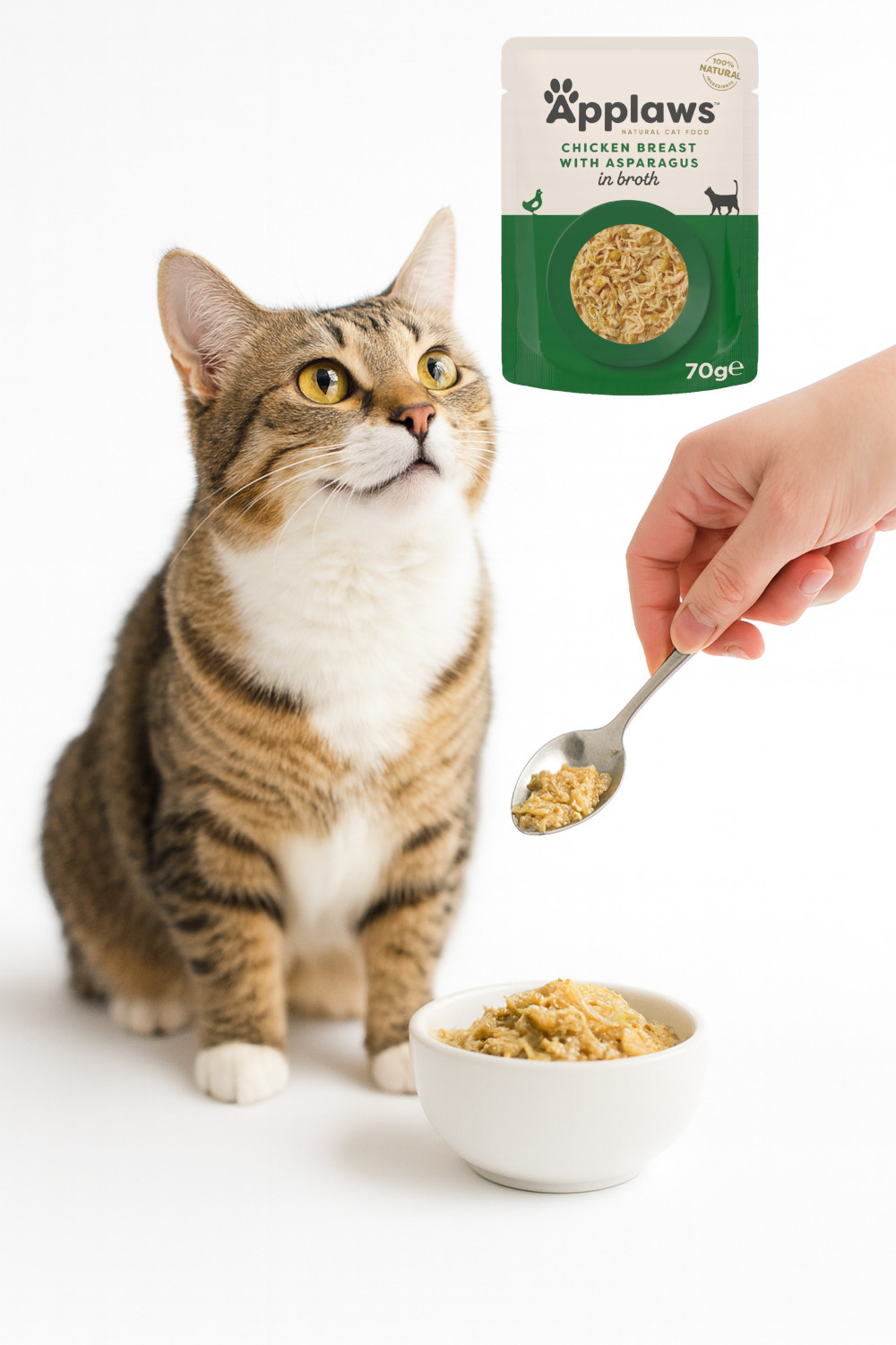 APPLAWS Chicken fillet with asparagus in broth - mokré krmivo pro kočky - 70g - foto 3