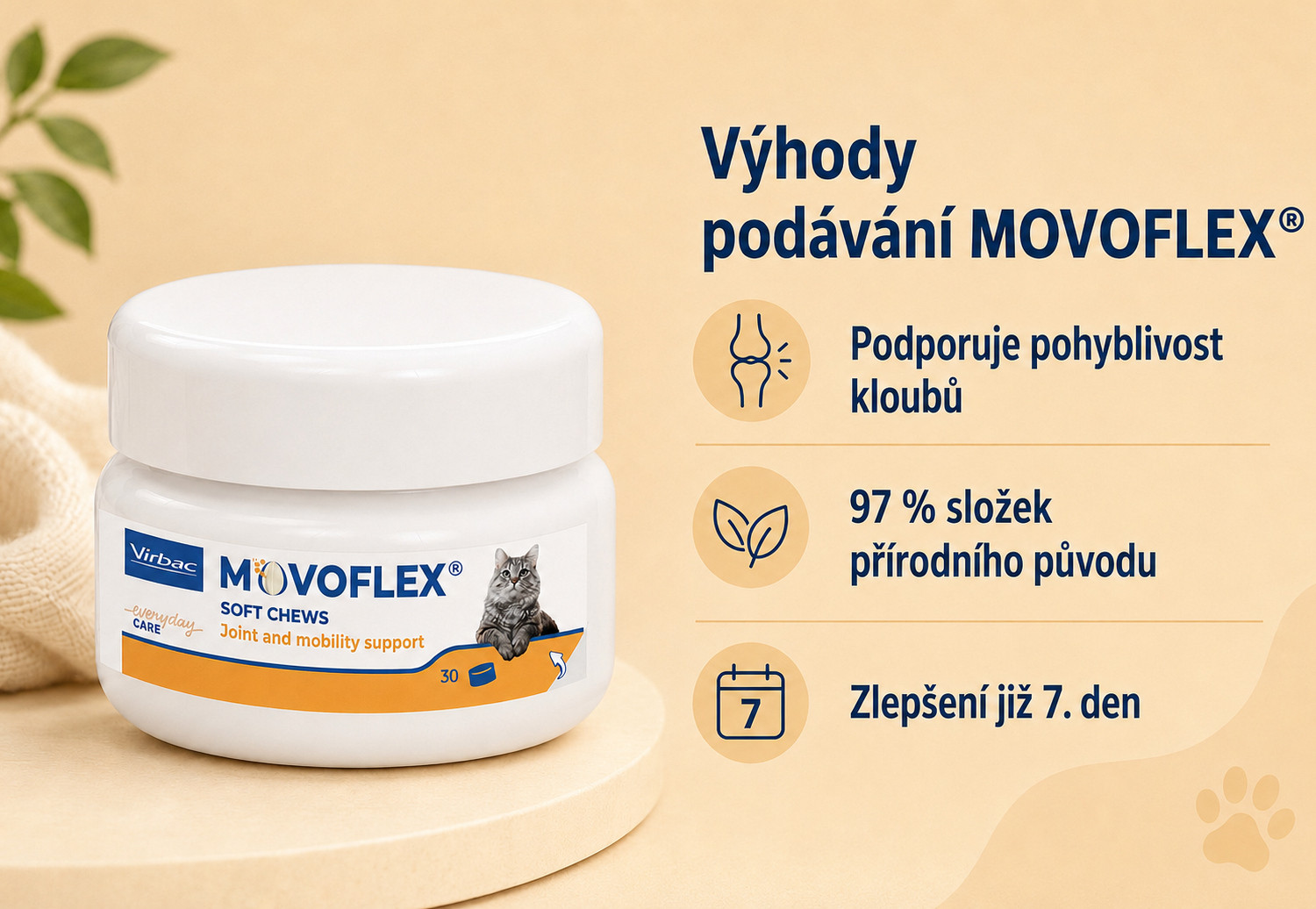 VIRBAC Movoflex Joints - potravinové doplňky pro kočky - 30 ks - foto 1