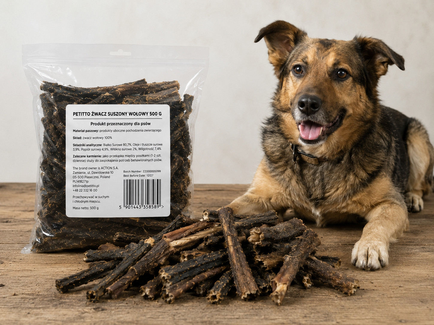 PETITTO Dried beef tripe Mono - pamlsek pro psa - 500g - foto 2