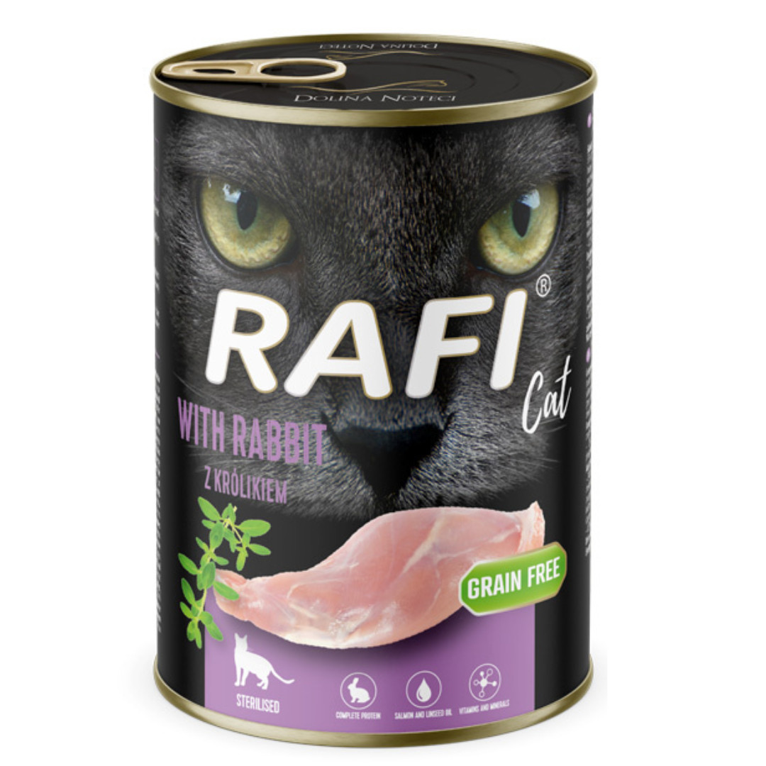 RAFI Cat Adult with rabbit - mokré krmivo pro kočky - 400g - foto 1