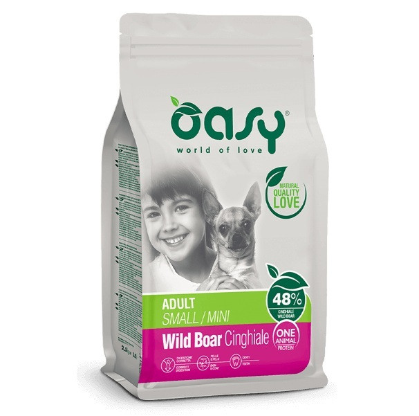 OASY One Animal Protein Adult Small/Mini Wild Boar - suché krmivo pro psy - 2,5kg - foto 1