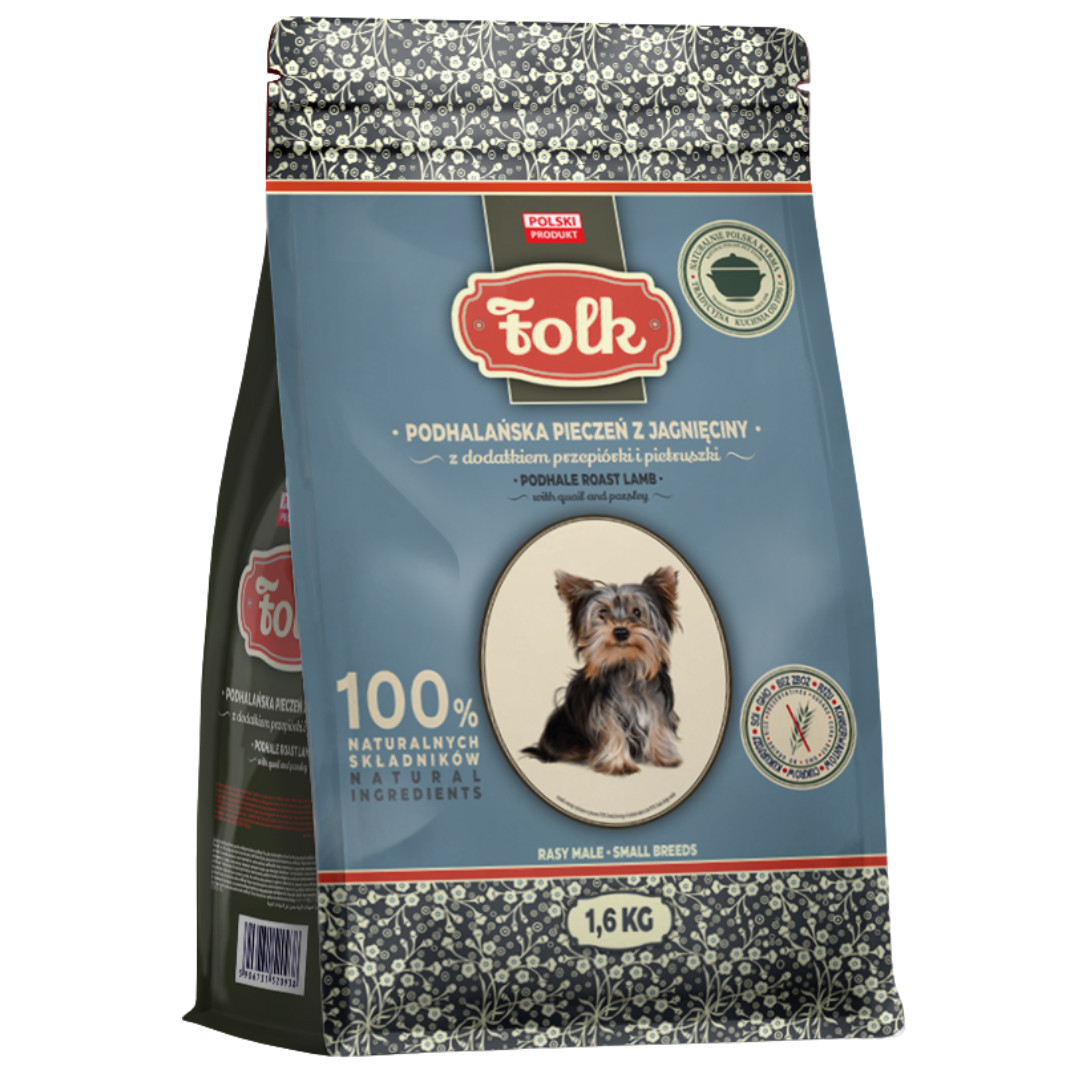 FOLK Small breeds Podhale-style lamb roast with quail and parsley - suché krmivo pro psy - 1,6kg - foto 1