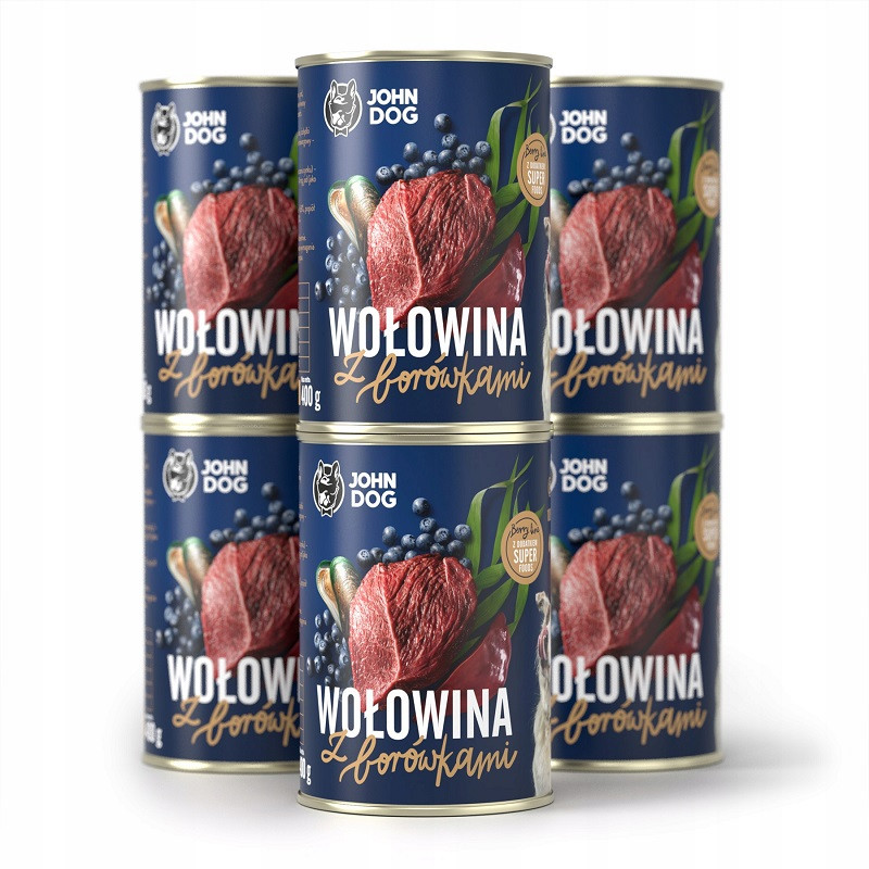 JOHN DOG Berry Adult Beef with blueberries - Mokré krmivo pro psy - 6 x 400 g - foto 1