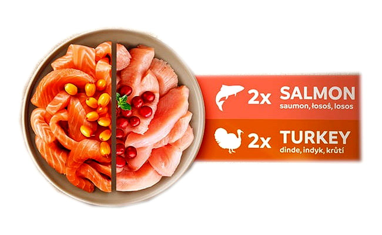 SHELMA Kitten with salmon and turkey in sauce - mokré krmivo pro kočky - 4x85g - foto 2