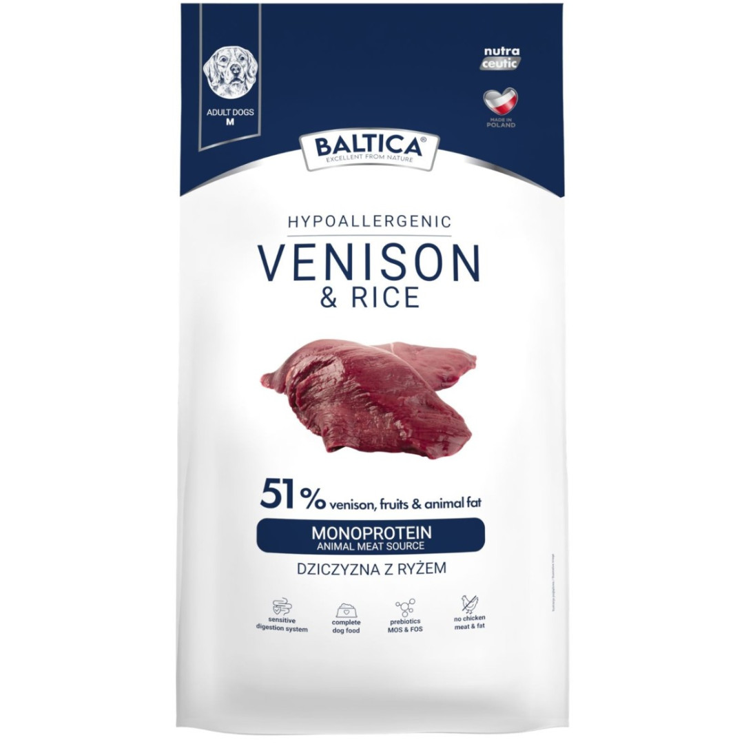 BALTICA Nutraceutic Hypoallergenic Medium breeds Mono Venison with rice - suché krmivo pro psy - 12kg - foto 1