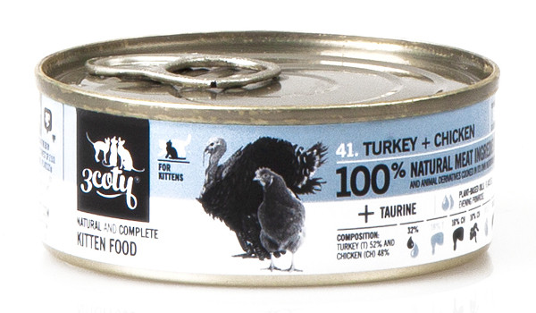 3COTY Turkey with chicken For kittens - mokré krmivo pro kočky - 80g - foto 9