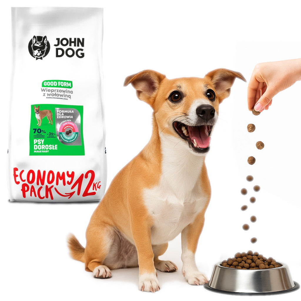 JOHN DOG Good Form Adult Pork with beef - suché krmivo pro psy - 12 kg - foto 3