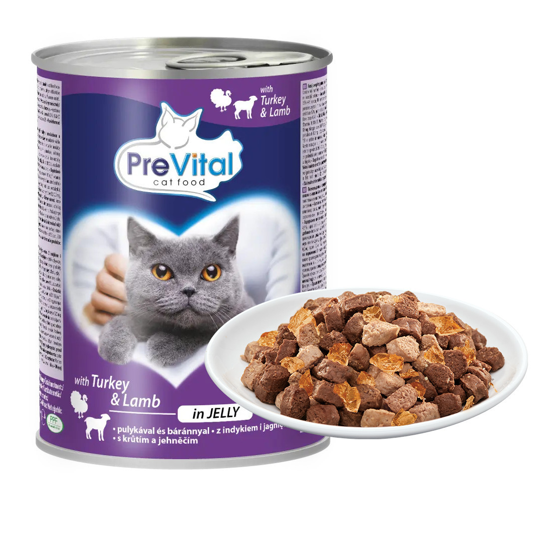 PREVITAL Cat Food s jehněčím a krůtím v želé - mokré krmivo pro kočky - 415g - foto 1